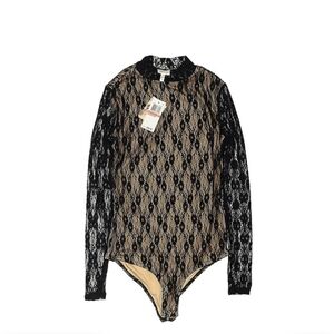 Black Lace Long Sleeve Bodysuit